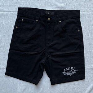 AMIRI Black Denim Shorts Logo Print Designer Streetwear Luxury Medium